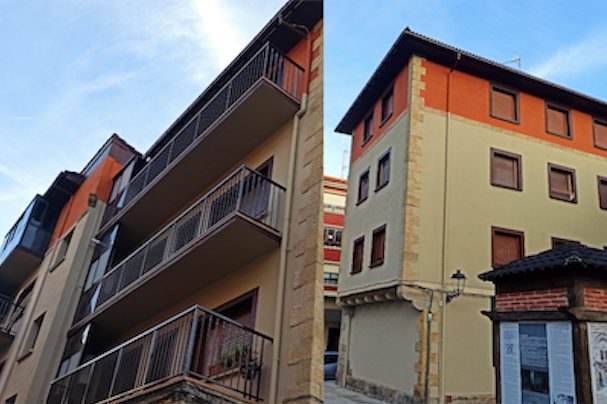 Fachada rehabilitada del edificio Bekokale en Mungia